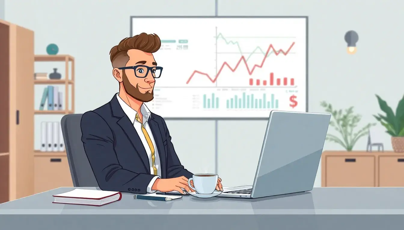 Professionnel analysant un taux de marge calcul sur un ordinateur portable moderne.