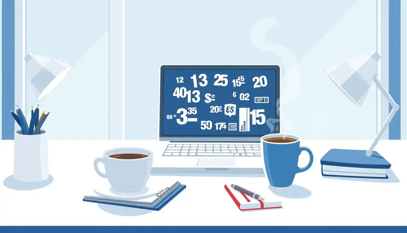 Bureau moderne affichant des calculs de TVA sur un écran d'ordinateur portable