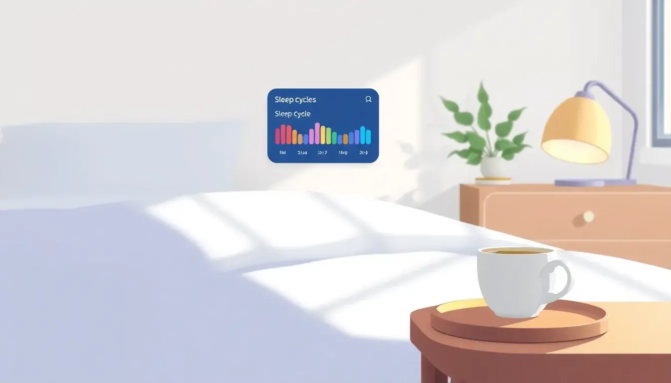 Interface d'un calculateur de sommeil affichant des cycles de nuit sur un écran moderne.