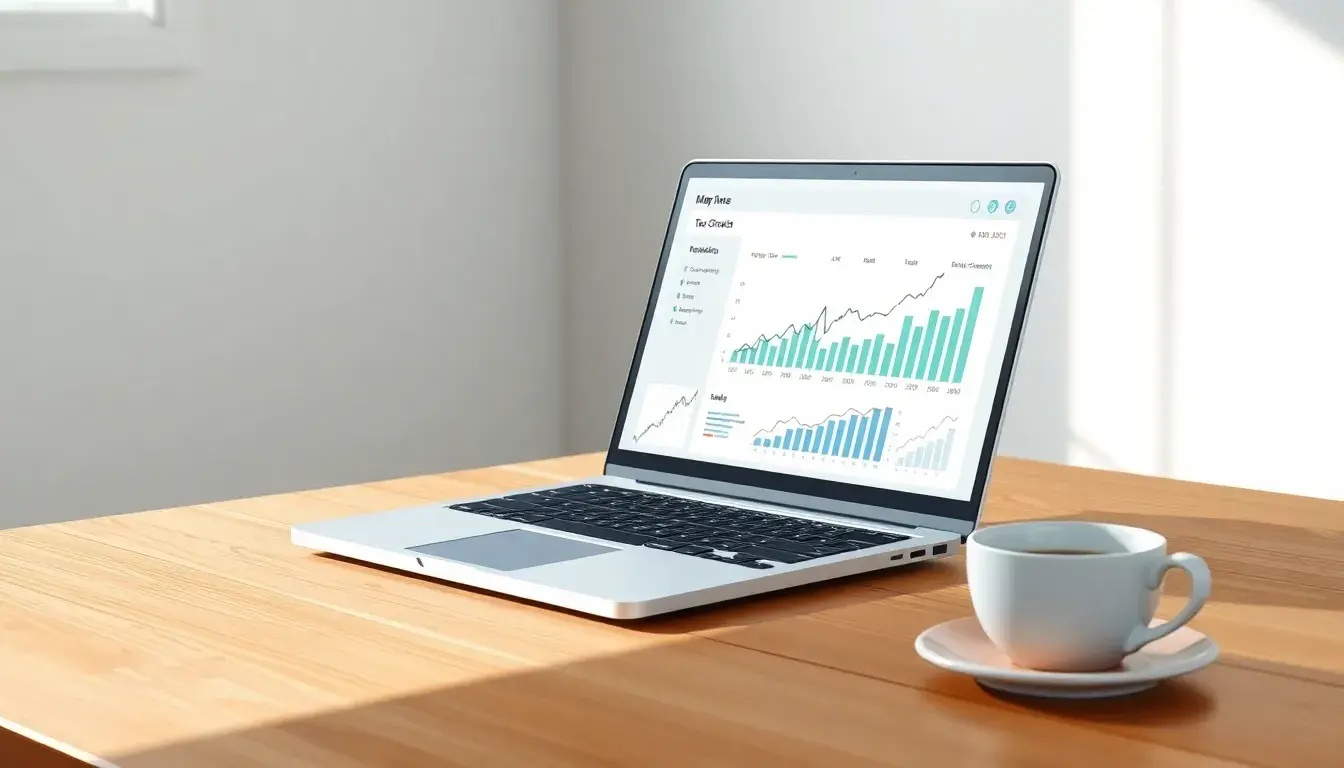 Interface de calculatrice TVA sur un ordinateur portable dans un bureau moderne.