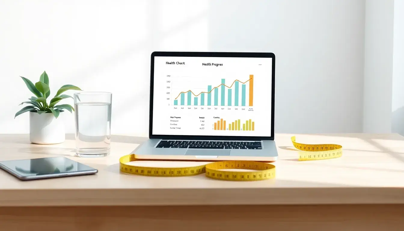 Espace de travail moderne avec graphique de santé pour calculer son IMC