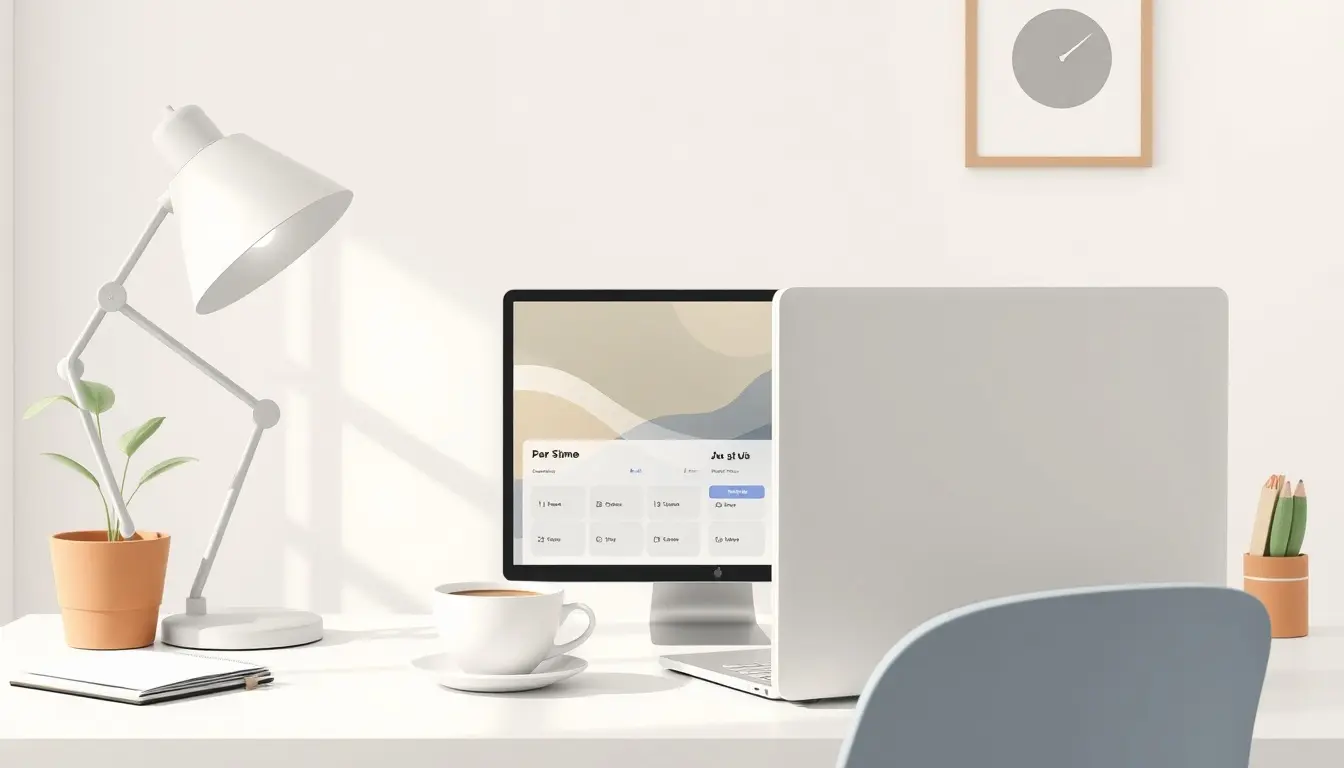 Interface propre d'un calculateur d'heures sur un ordinateur portable dans un bureau lumineux.