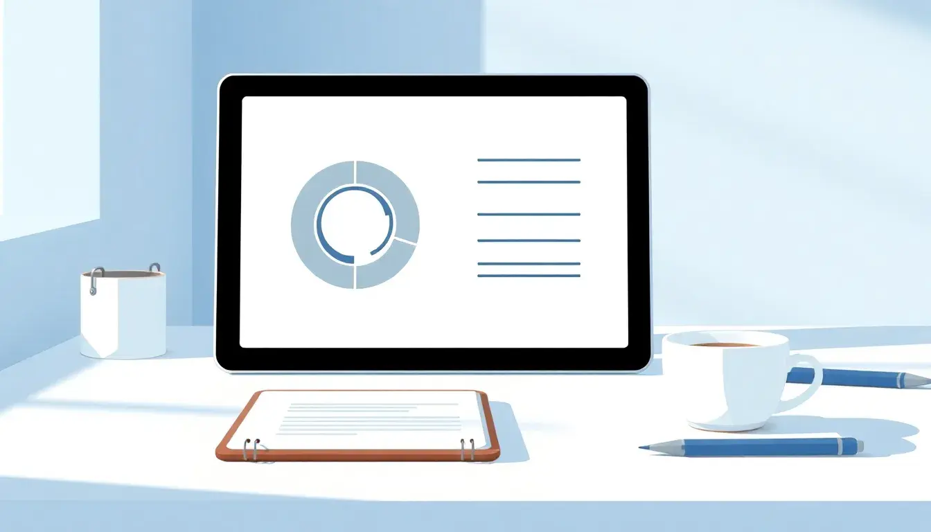 Tablette affichant un schéma de calcul périmètre cercle sur un bureau moderne.