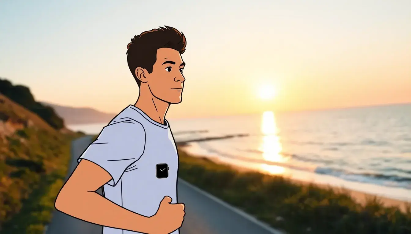 Coureur marathonien consultant sa montre connectée pour un calcul vitesse course précis