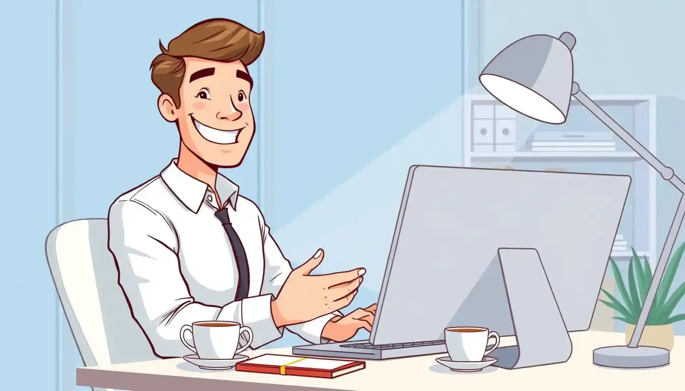 Professionnel utilisant un calculateur d'heure sur un ordinateur portable dans un bureau lumineux.