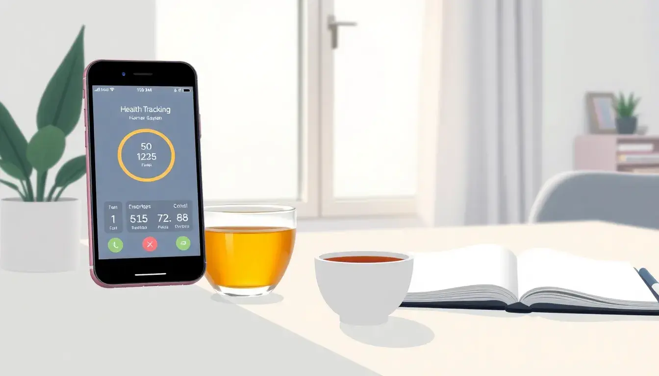 Smartphone affichant un calendrier de suivi de cycle pour calculer ovulation sur un bureau moderne.