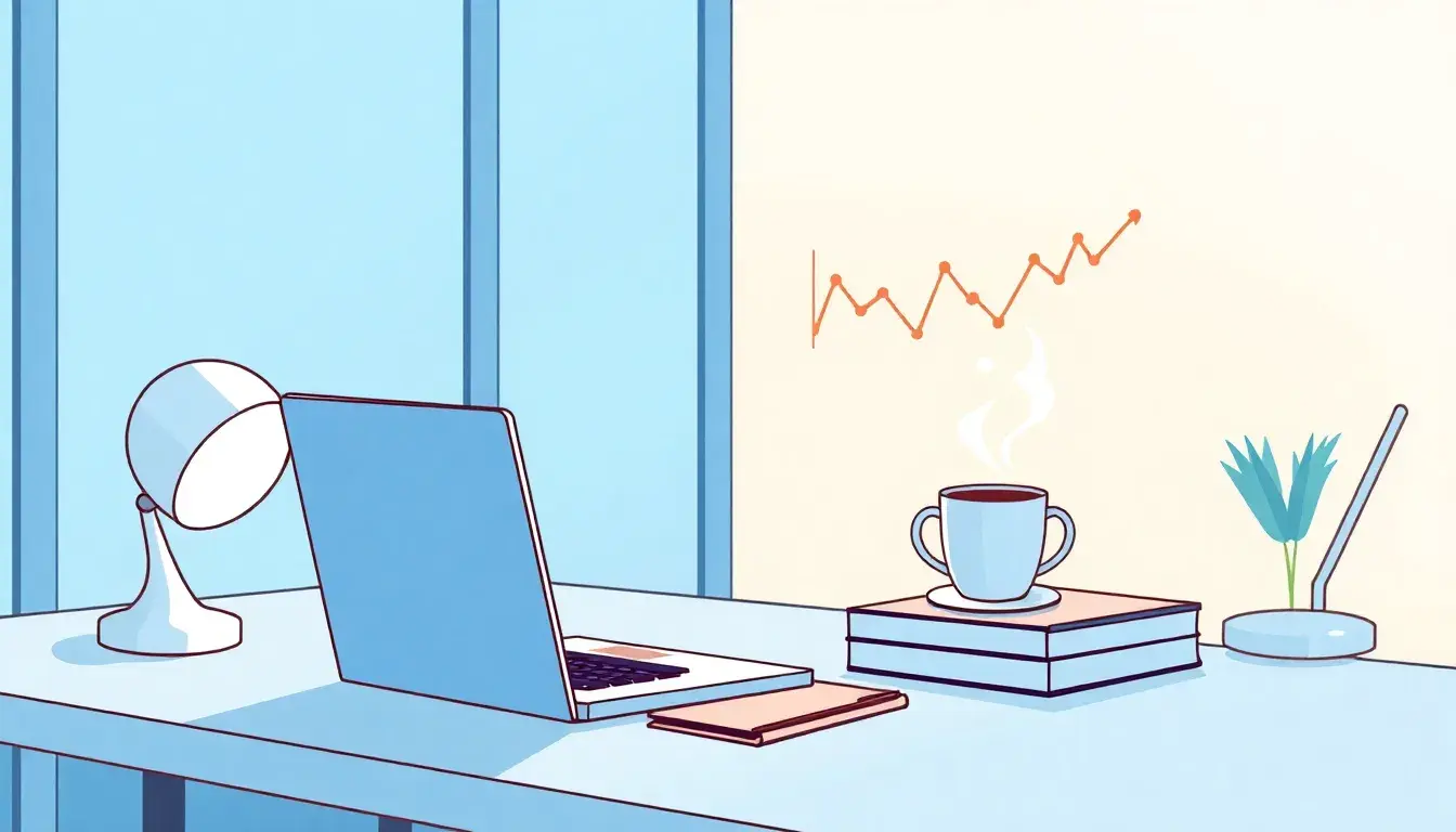 Bureau moderne affichant des graphiques financiers pour calculer son taux d'endettement
